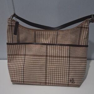 Lauren RALPH Lauren Beige Houndstooth SHOULDER BAG